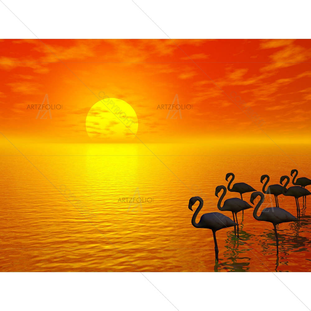 Sunset & Flamingos — custom-size art design 5000031