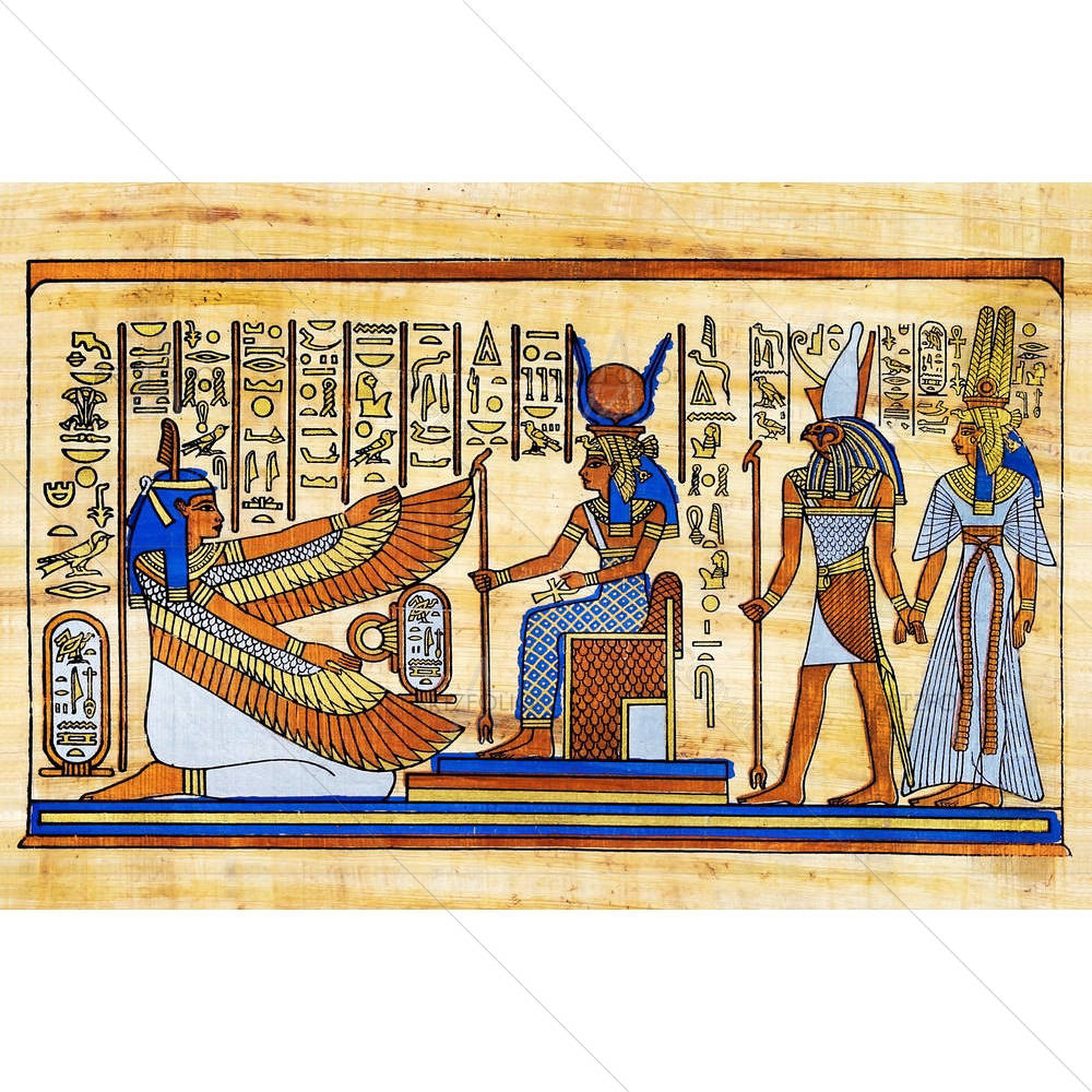 Isis & Winged Maat With Horus & Nefertari
