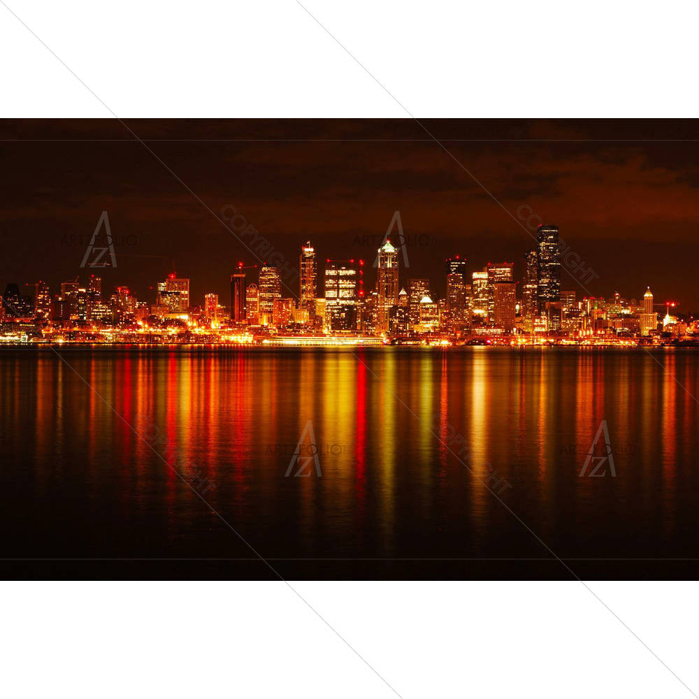 Seattle Skyline Reflection, Washington USA — custom-size art design 5000059