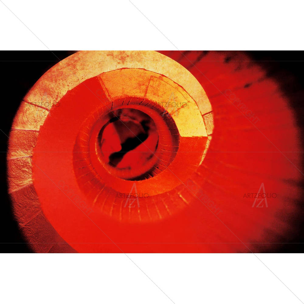 Red Staircase In A Library — custom-size art design 5000102