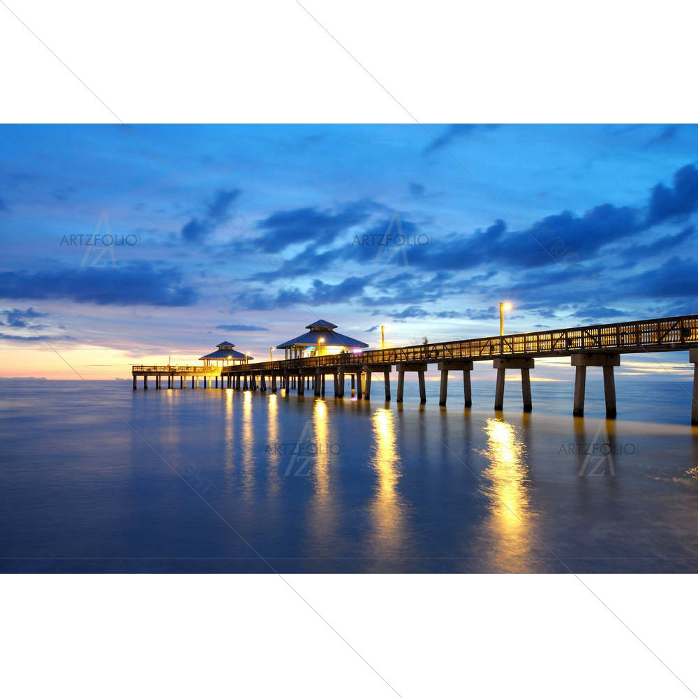 Pier At Sunset In Naples, USA — Automobiles custom art by ArtzFolio