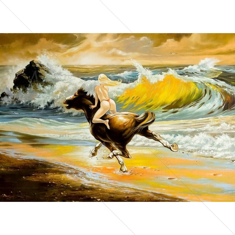 Girl Skipping On A Horse — custom-size art design 5000157