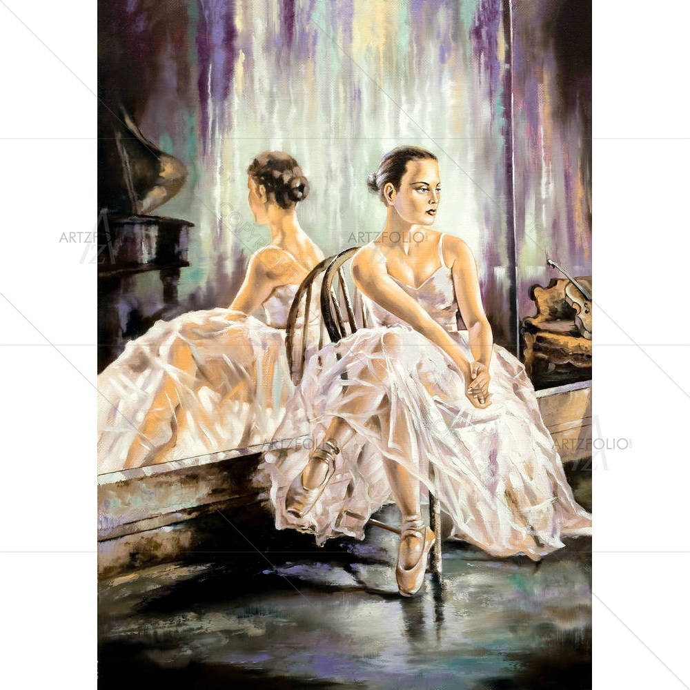 Ballerina Sitting Near Mirror — custom-size art design 5000159