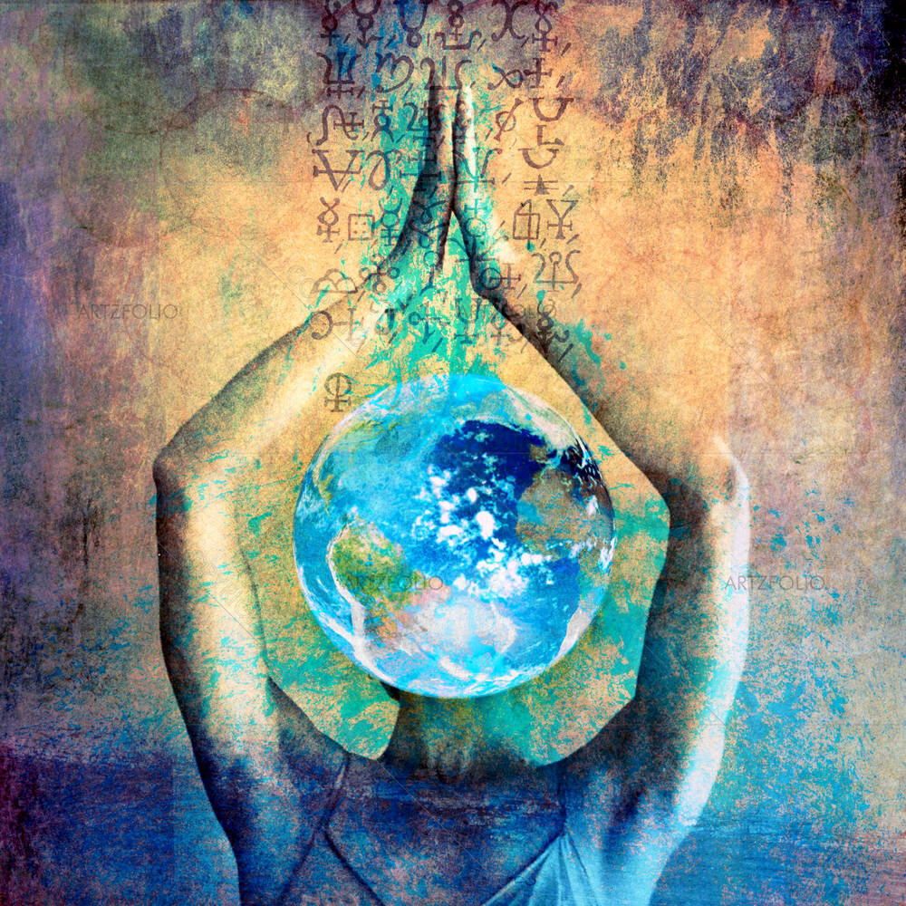 Female Earth With Alchemical Signs — custom-size art design 5000181