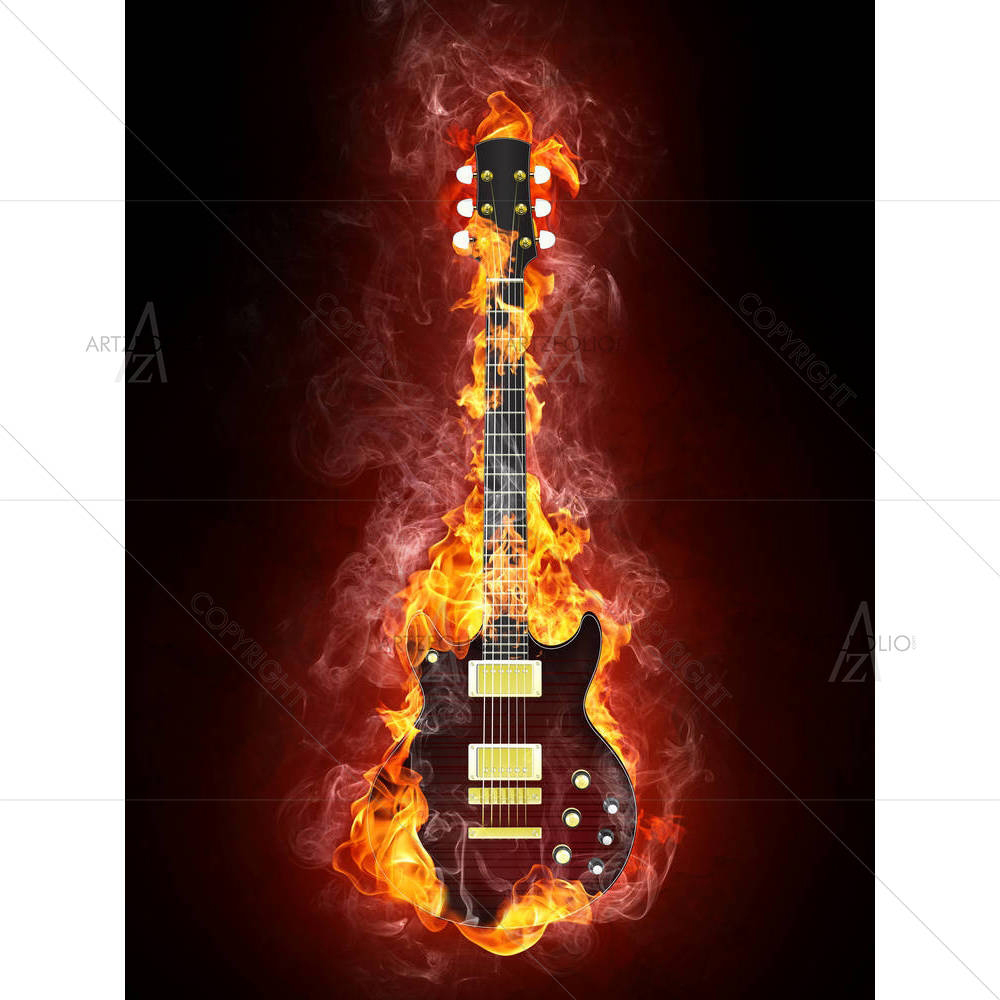 Electric Guitar In Fire — custom-size art design 5000187