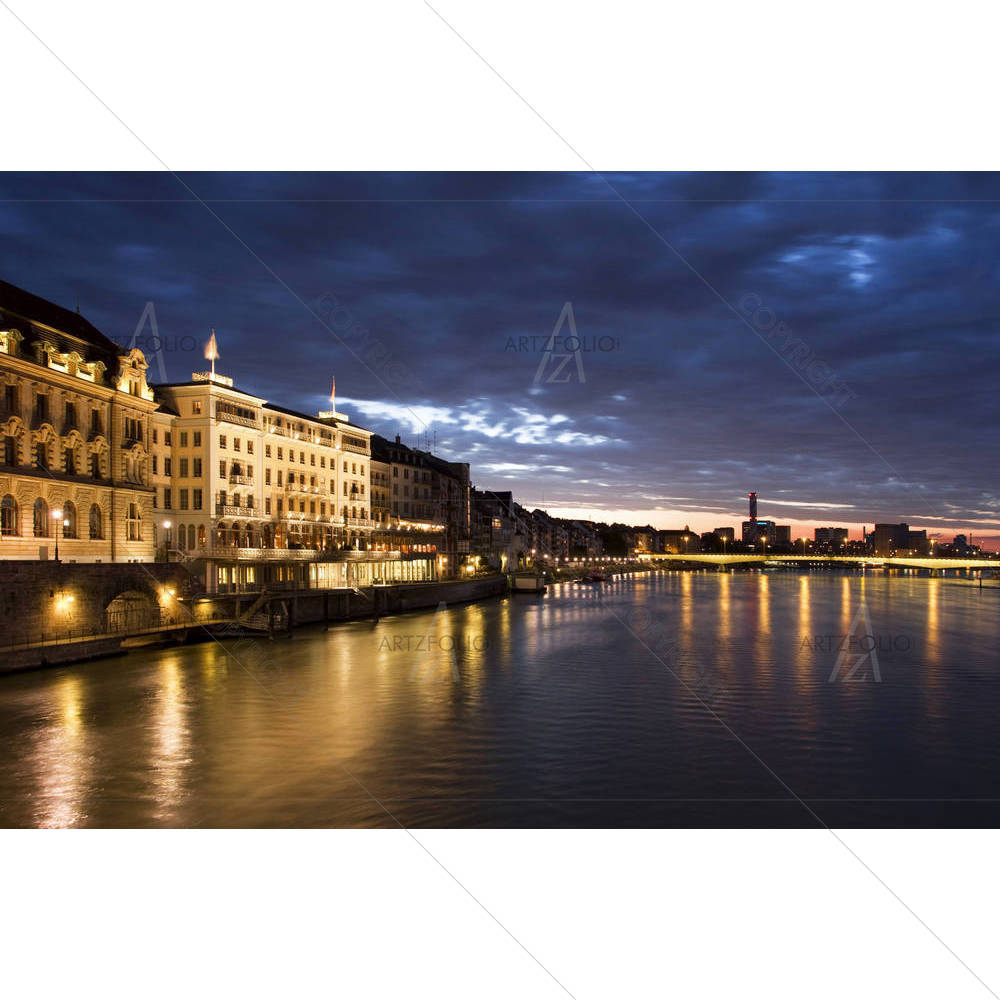 Old Basel, Swiss In Dusk Time — Fluid marble custom art by ArtzFolio