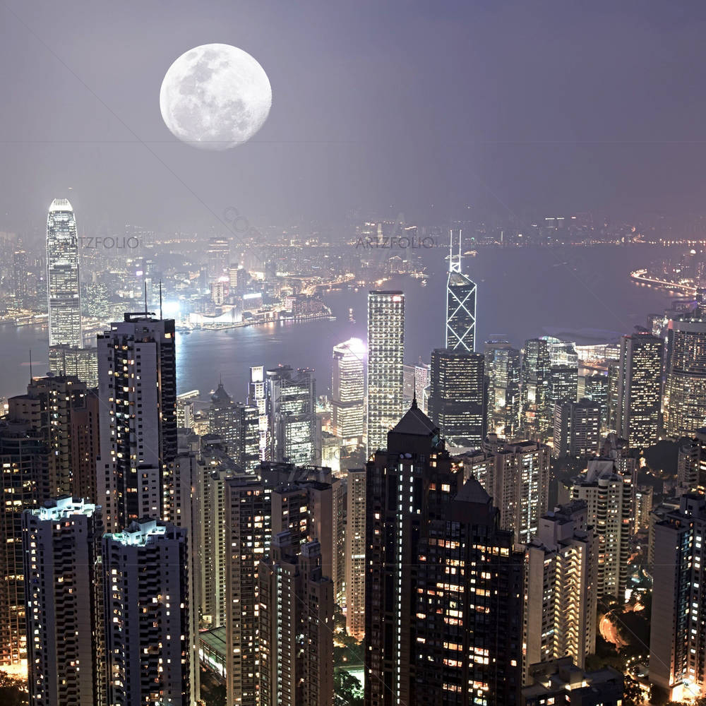 Skyline Of Hong Kong City — Asian custom art by ArtzFolio