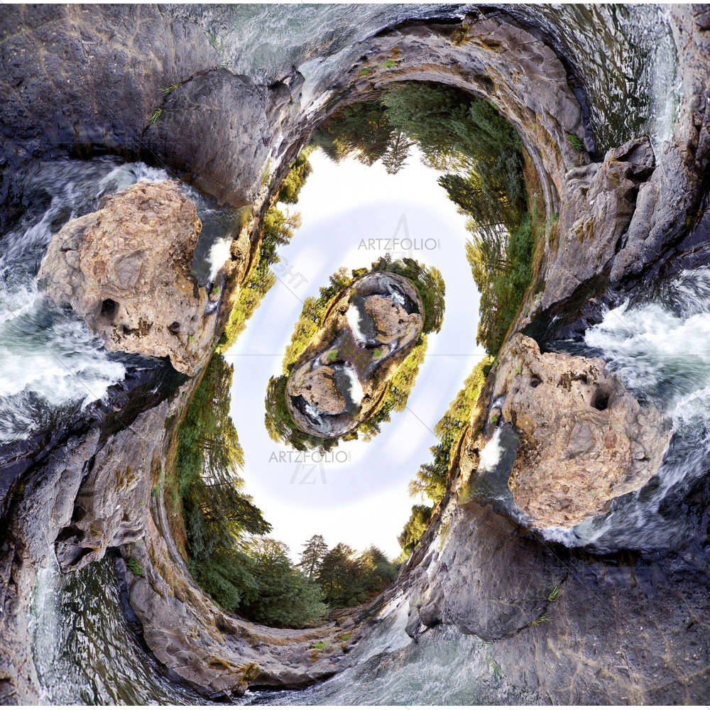 Earhtly Rocky River With Trees & Sky — custom-size art design 5000230