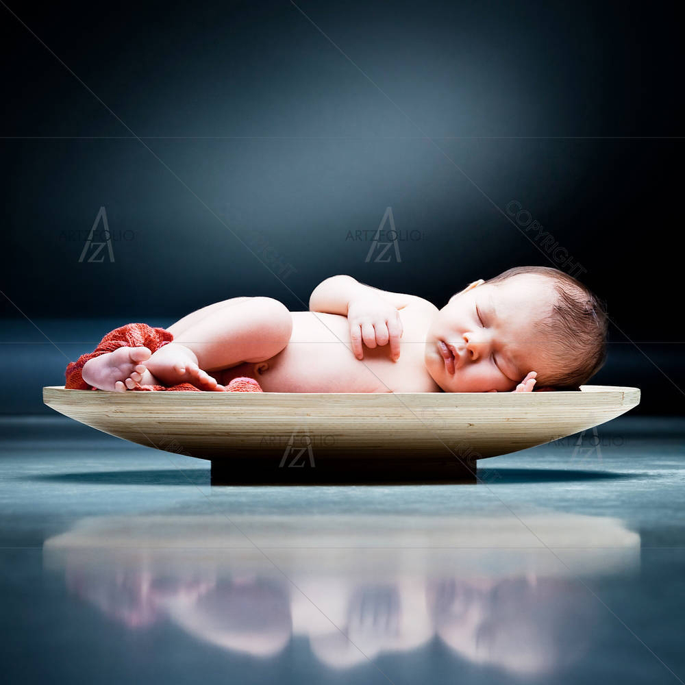 Baby Sleeping On A Wooden Plate — Asian custom art by ArtzFolio
