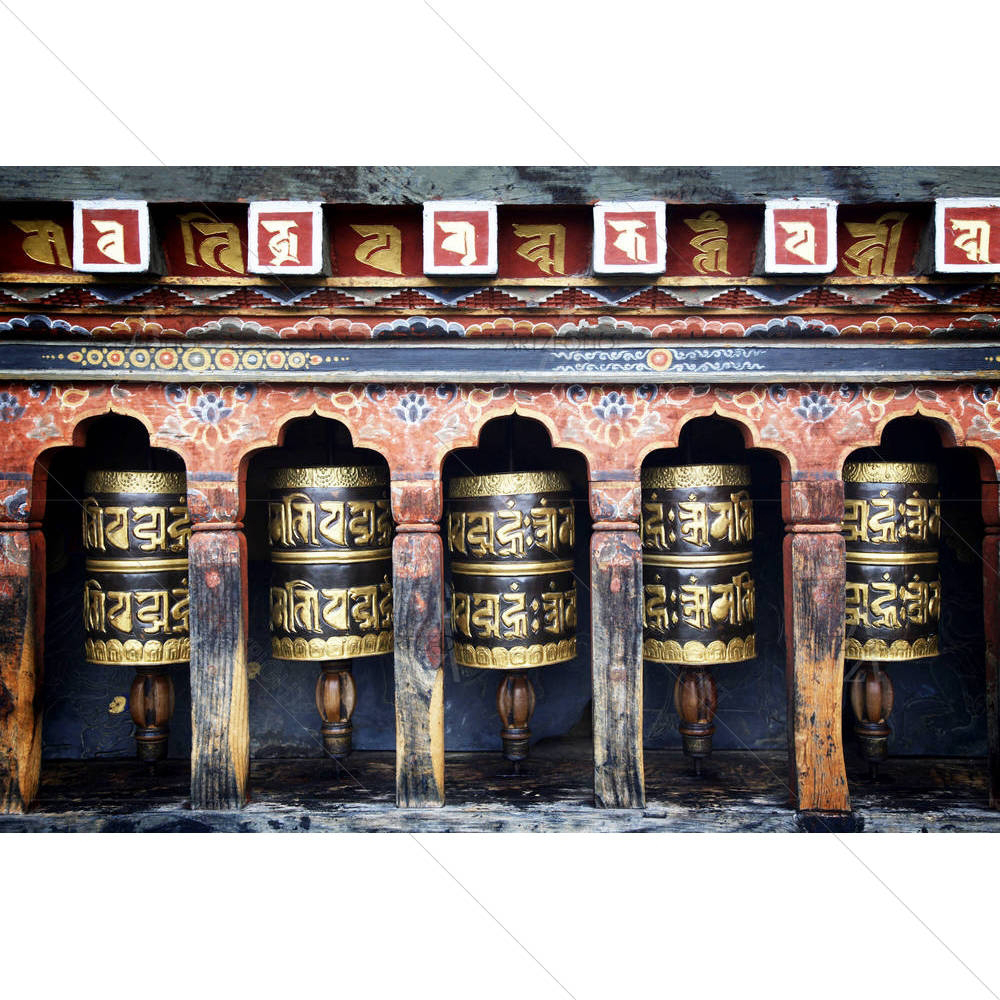 Mantra Prayers In Bhutan Temple — Devotional custom art by ArtzFolio