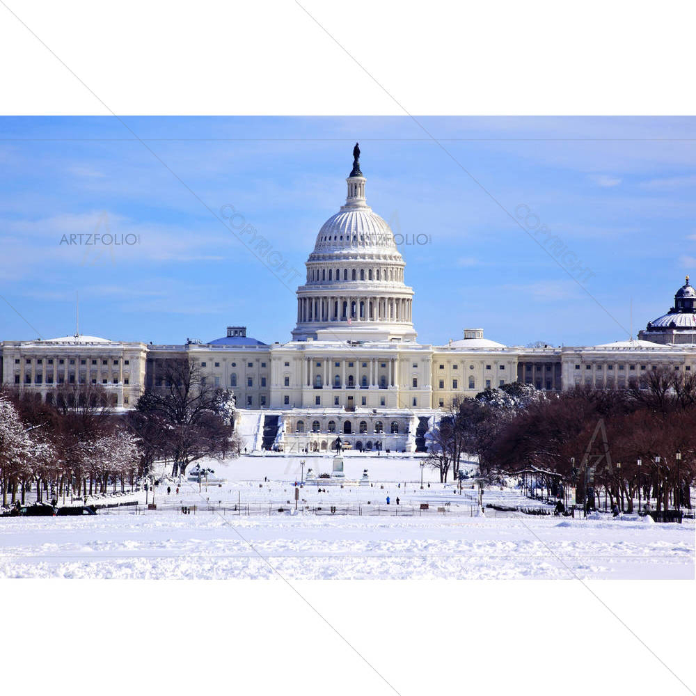 Snowstorm. House Washington DC, USA