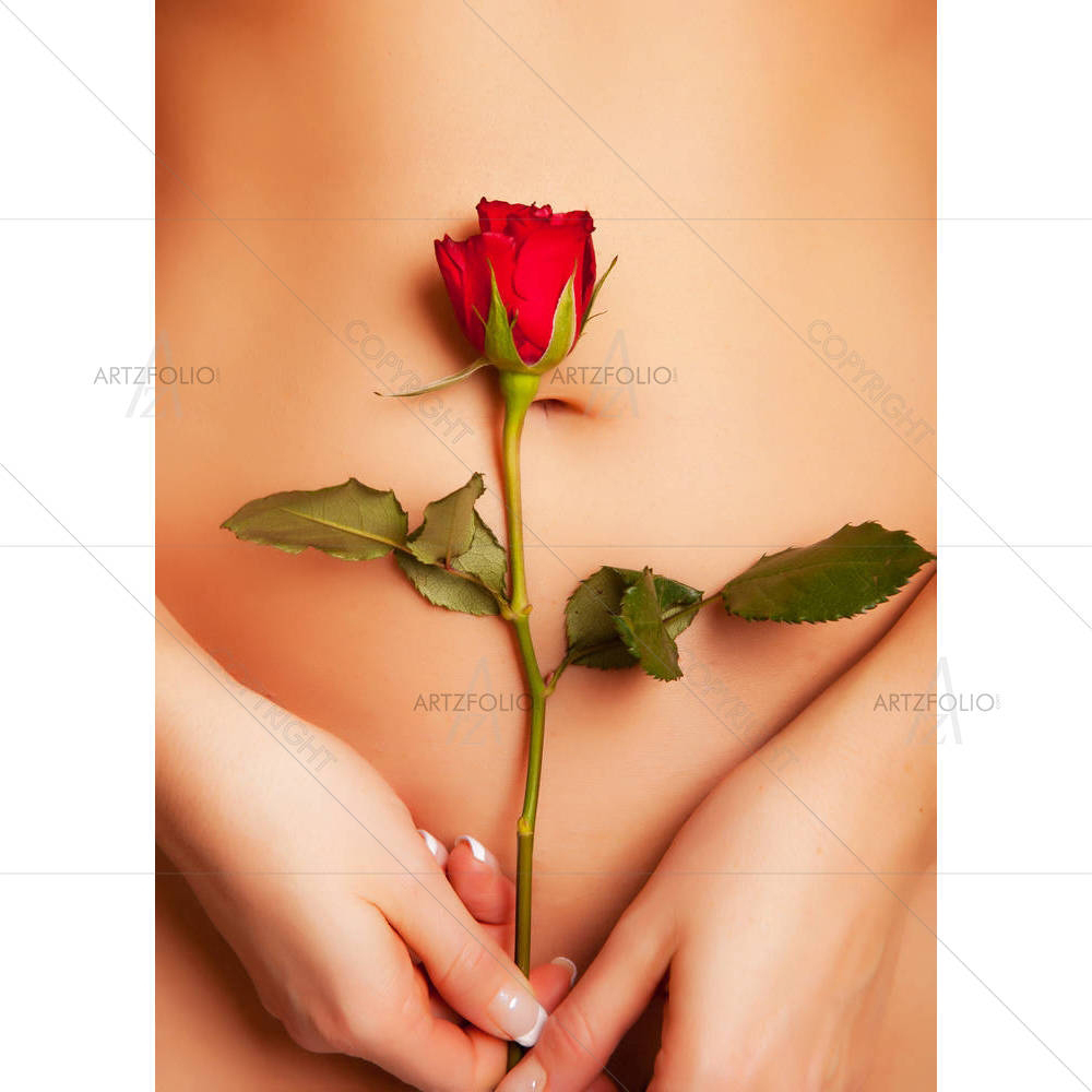 Woman Holding Rose D1 — Botanical custom art by ArtzFolio