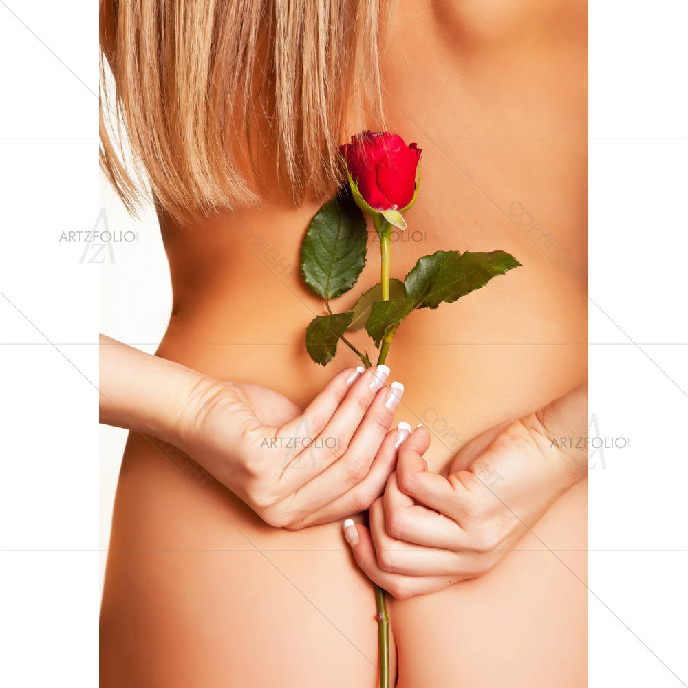 Woman Holding Rose D2 — Botanical custom art by ArtzFolio