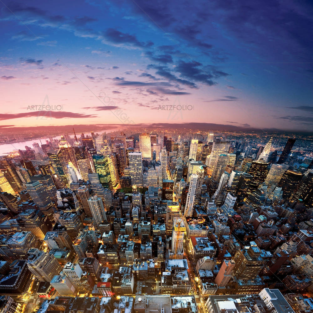 Big Apple After Sunset, Manhattan, USA — custom-size art design 5000316