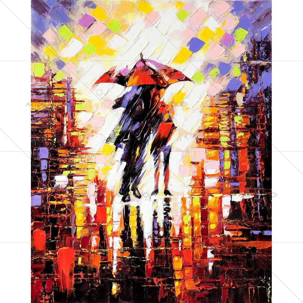 Two Enamoured Under An Umbrella — custom-size art design 5000323