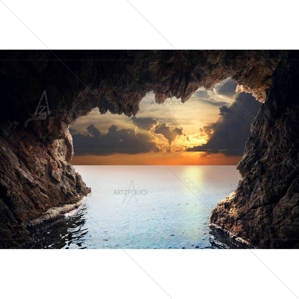 Inside View Of Grotto In Coast — Fluid marble custom art by ArtzFolio