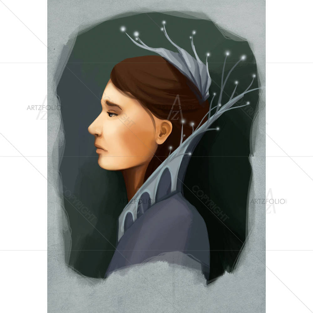 Young Brunette Woman D1 — custom-size art design 5000332