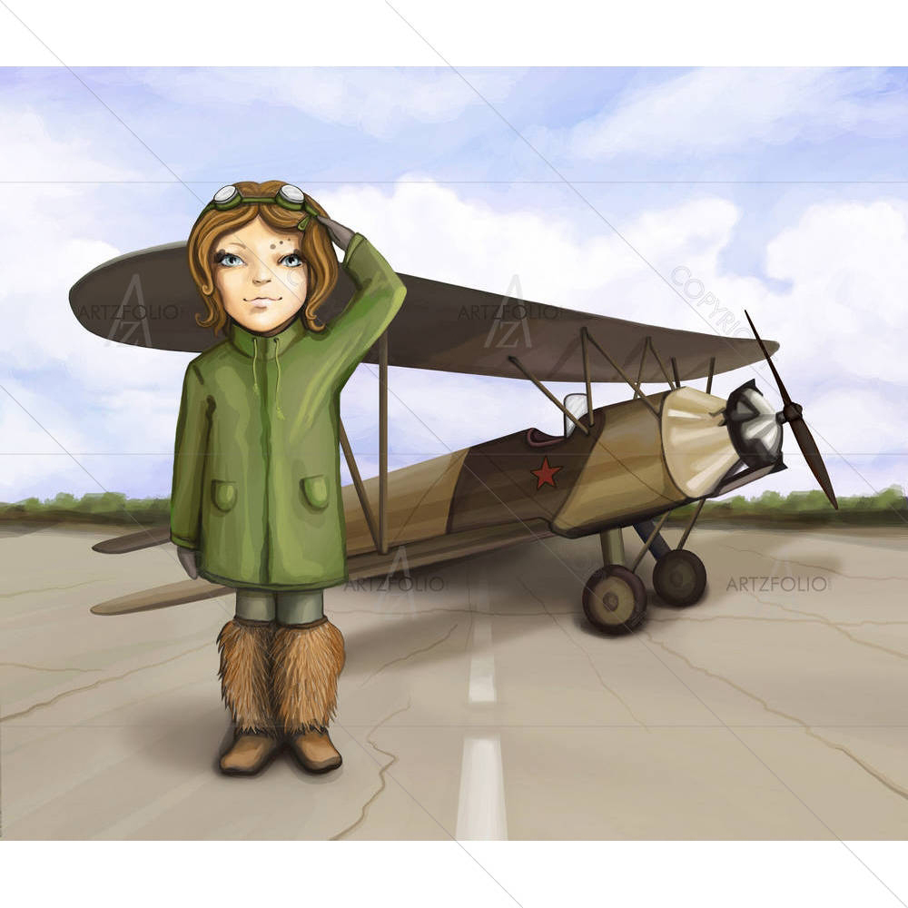Little Aviator Girl — custom-size art design 5000333