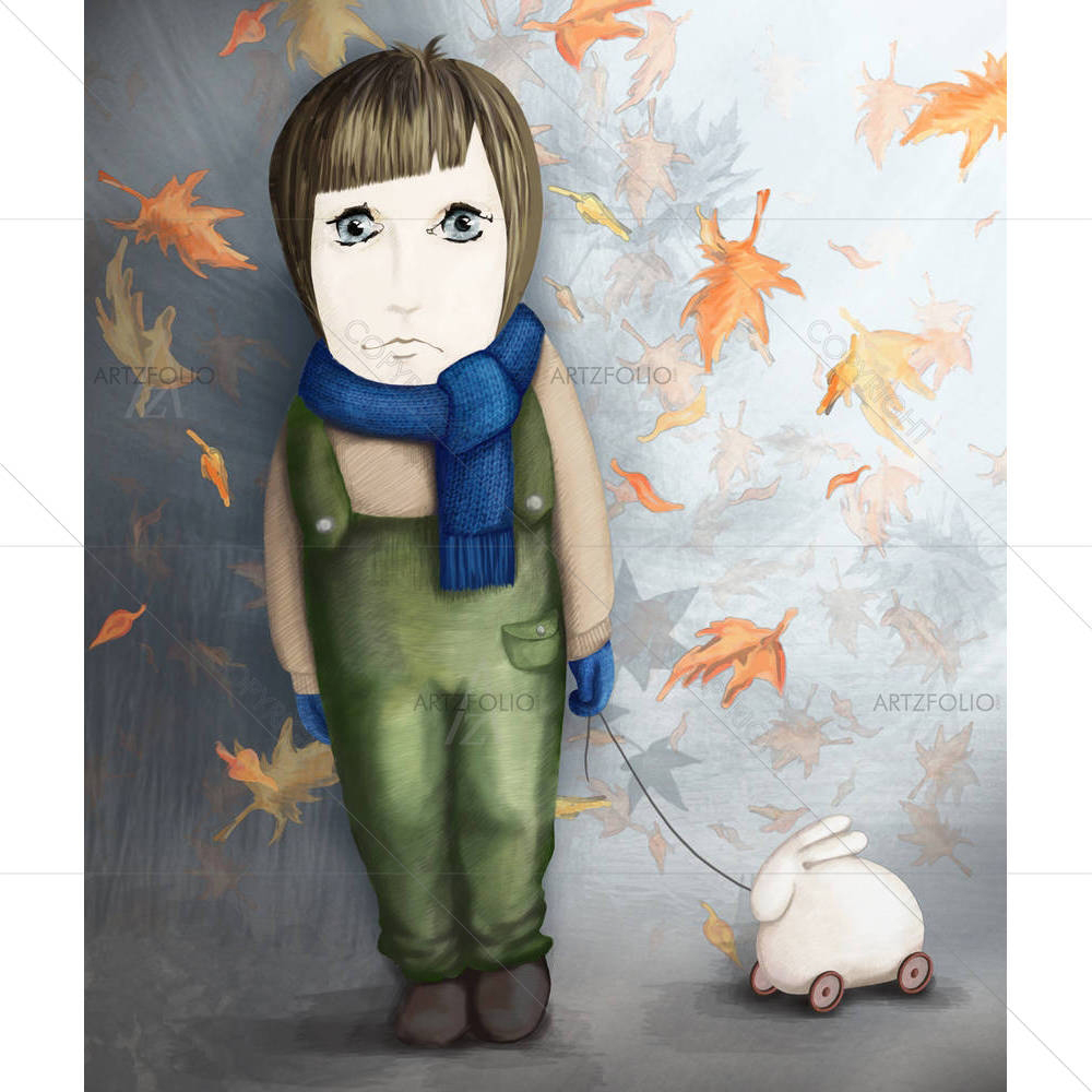 Little Girl With Rabbit Toy — Baby custom art by ArtzFolio