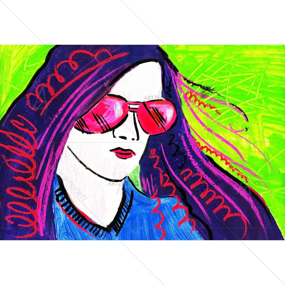 Girl Wearing Spectacles — custom-size art design 5000354