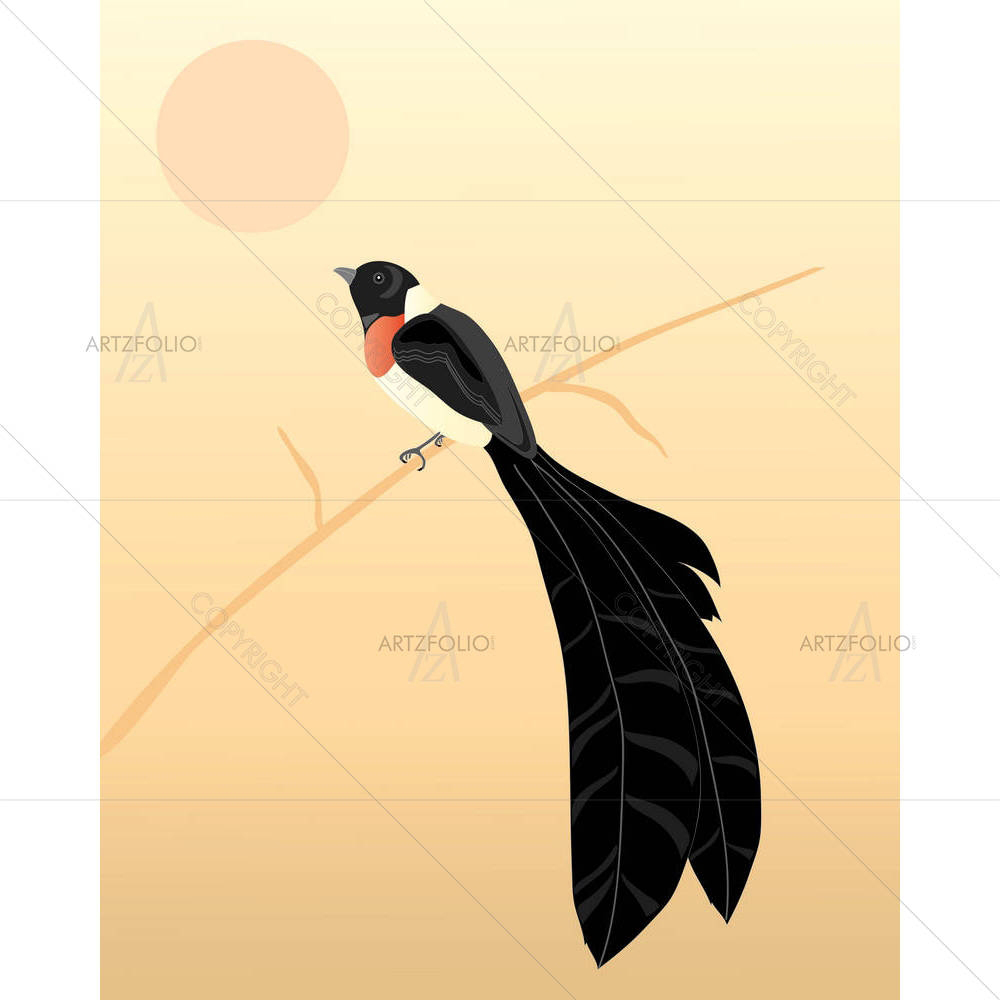Bird With African Sun — Botanical custom art by ArtzFolio