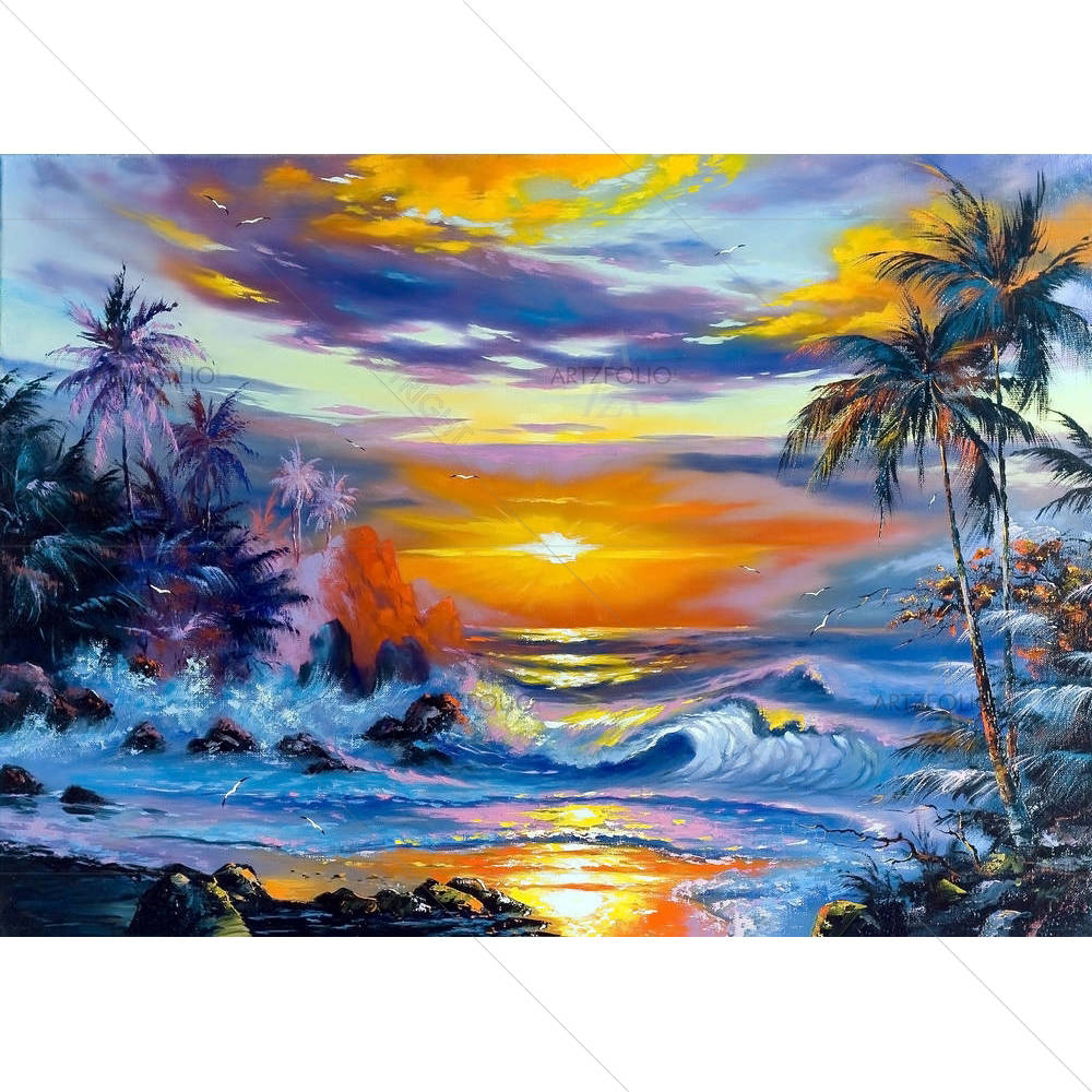 Sea Landscape D1 — Fluid marble custom art by ArtzFolio