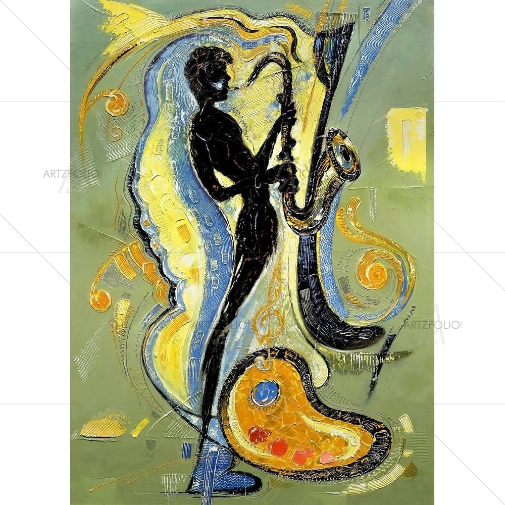 Musician Playing A Saxophone — custom-size art design 5000388