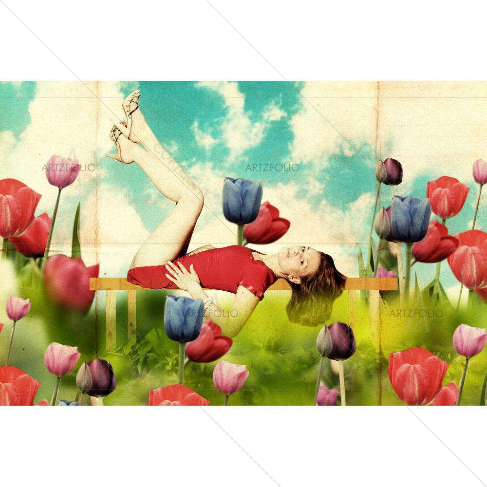 Woman With Book In Flowers — custom-size art design 5000410