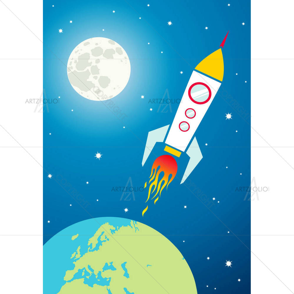 Spacecraft In Space — Animated Cartoons custom art by ArtzFolio