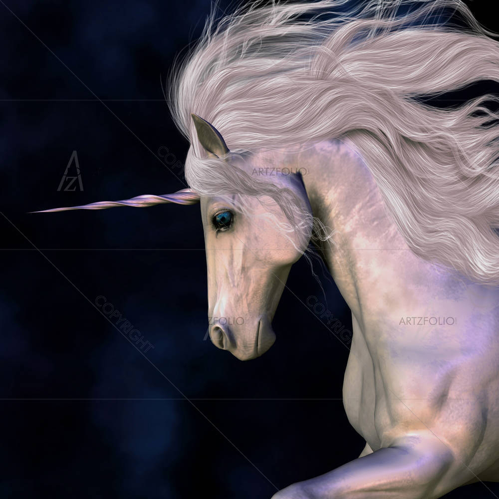 White Buck Unicorns Horn — Animals custom art by ArtzFolio
