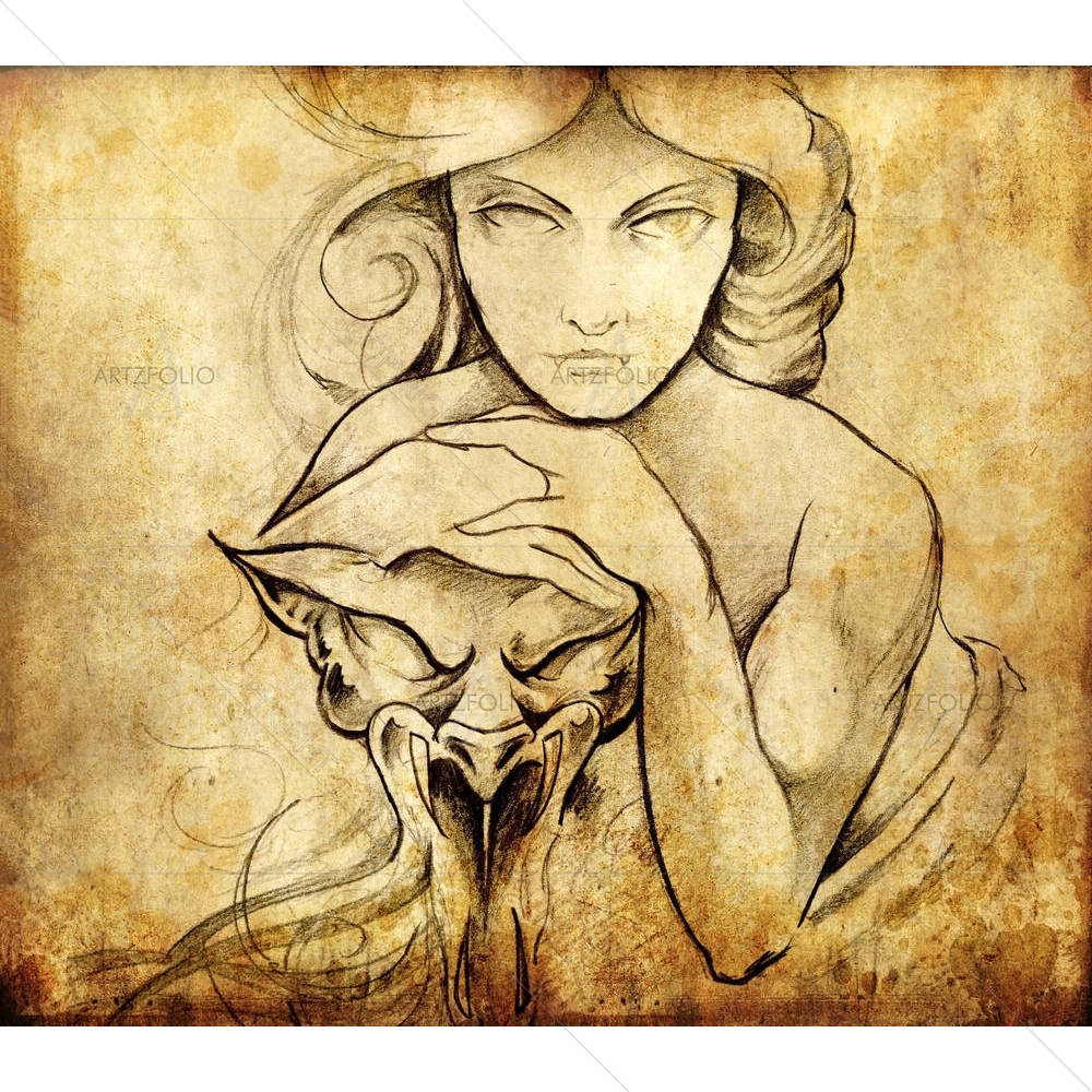 Mistic Woman Tattoo — Abstract custom art by ArtzFolio