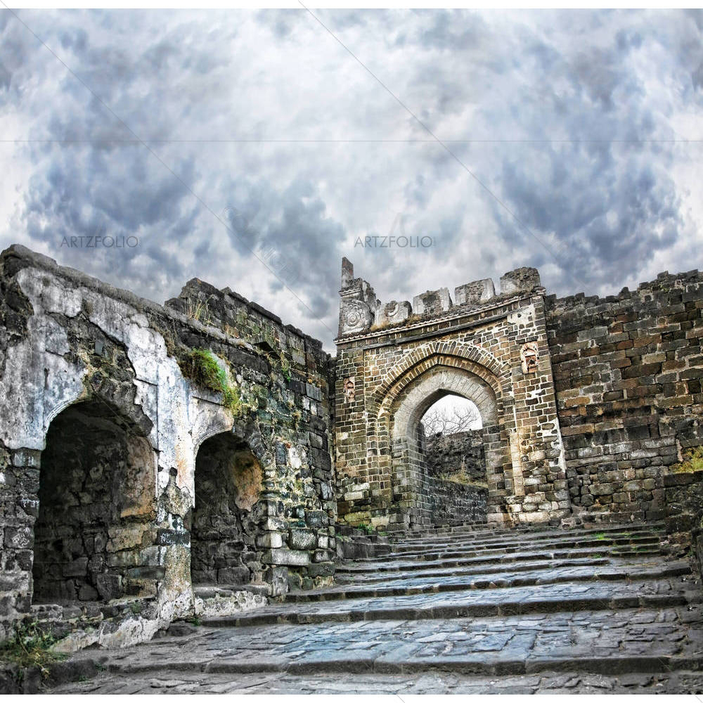 Daulatabad Fort Aurangabad India — Fluid marble custom art by ArtzFolio