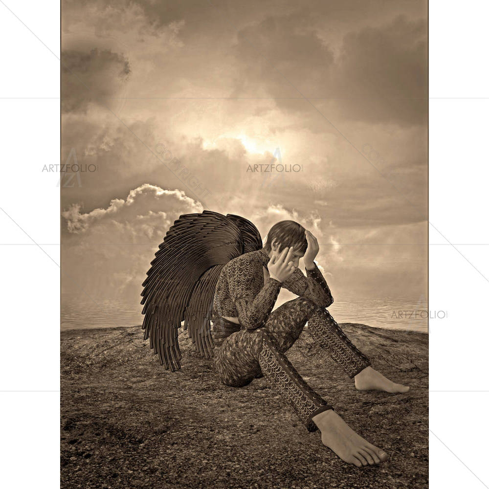 Sad Angel — Adult custom art by ArtzFolio