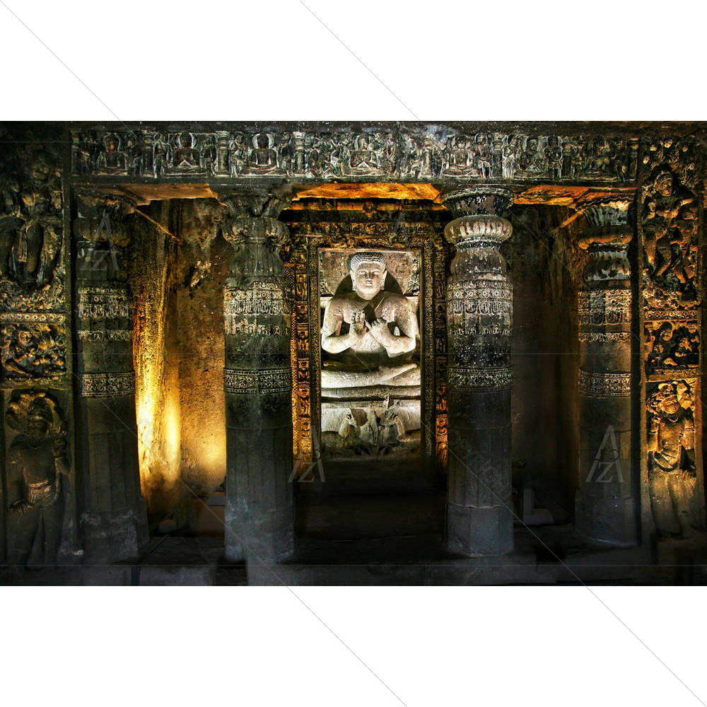 Buddha in Ajanta Cave India — Devotional custom art by ArtzFolio