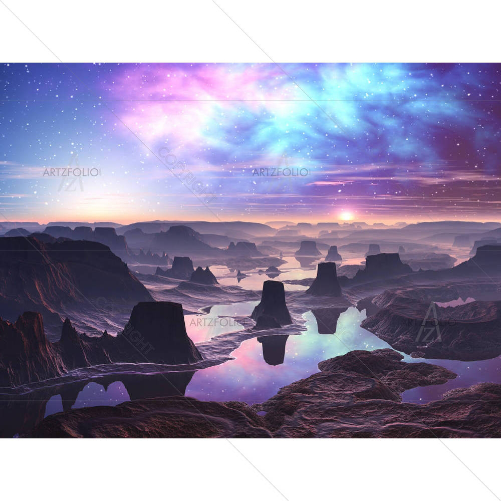 Mountainous Alien Landscape — Astronomy custom art by ArtzFolio