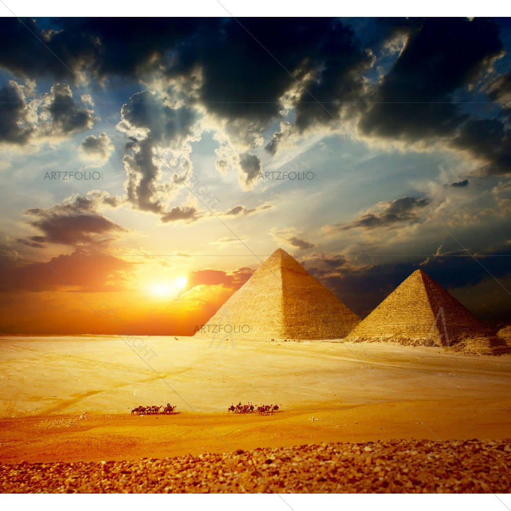 Grate Pyramids In Giza Valley In Egypt — Fluid marble custom art by ArtzFolio