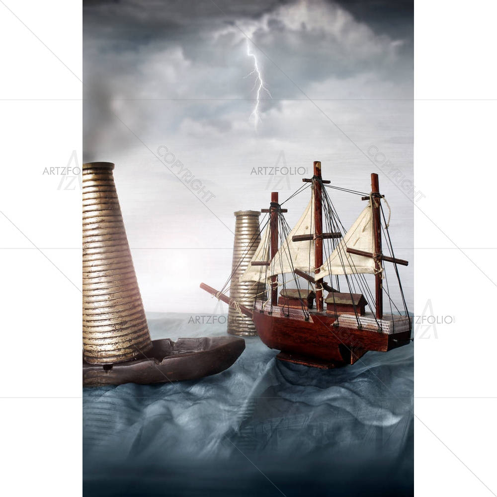 Miniature Ship In An Ocean