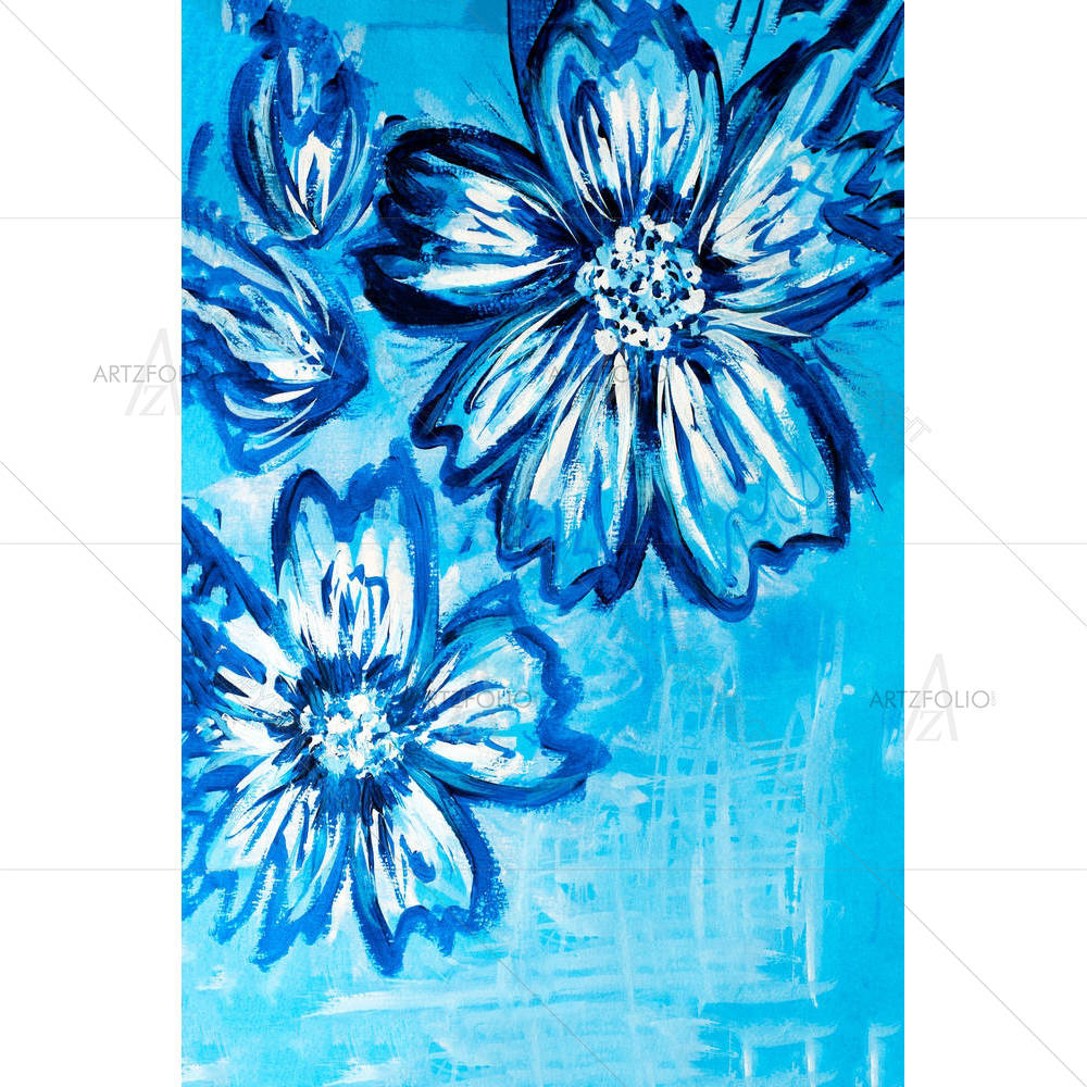 Blue Flowers D1 — custom-size art design 5000530