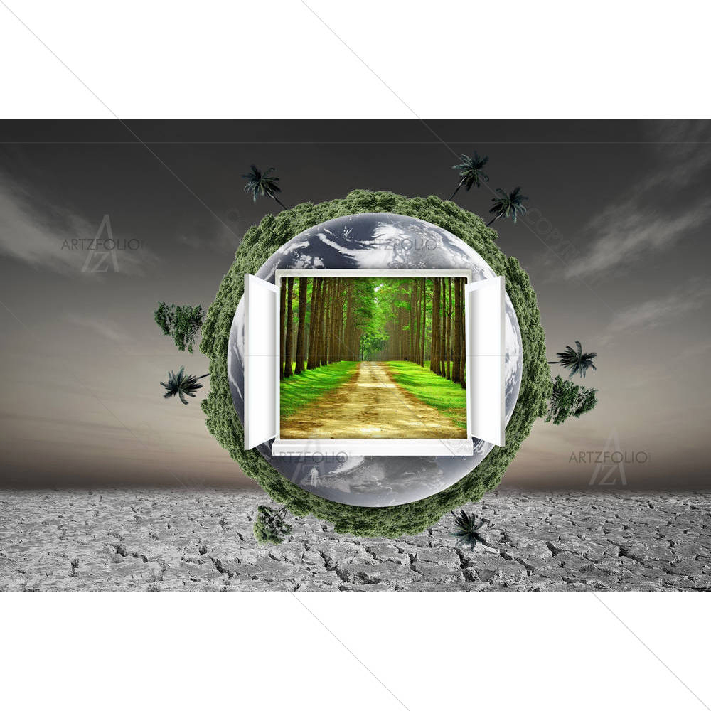 Window Open On Earth Surface — Botanical custom art by ArtzFolio