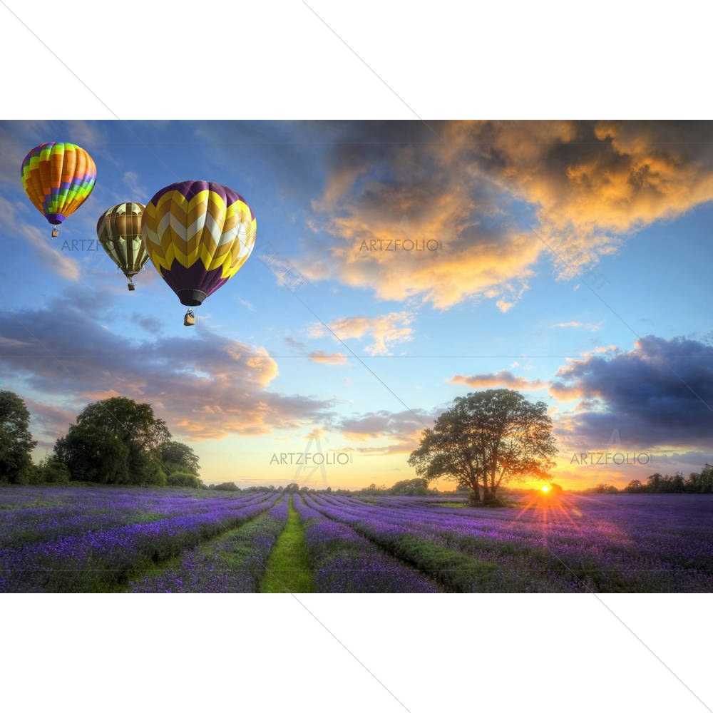 Sunset With Atmospheric Clouds & Hot Air Balloon D1