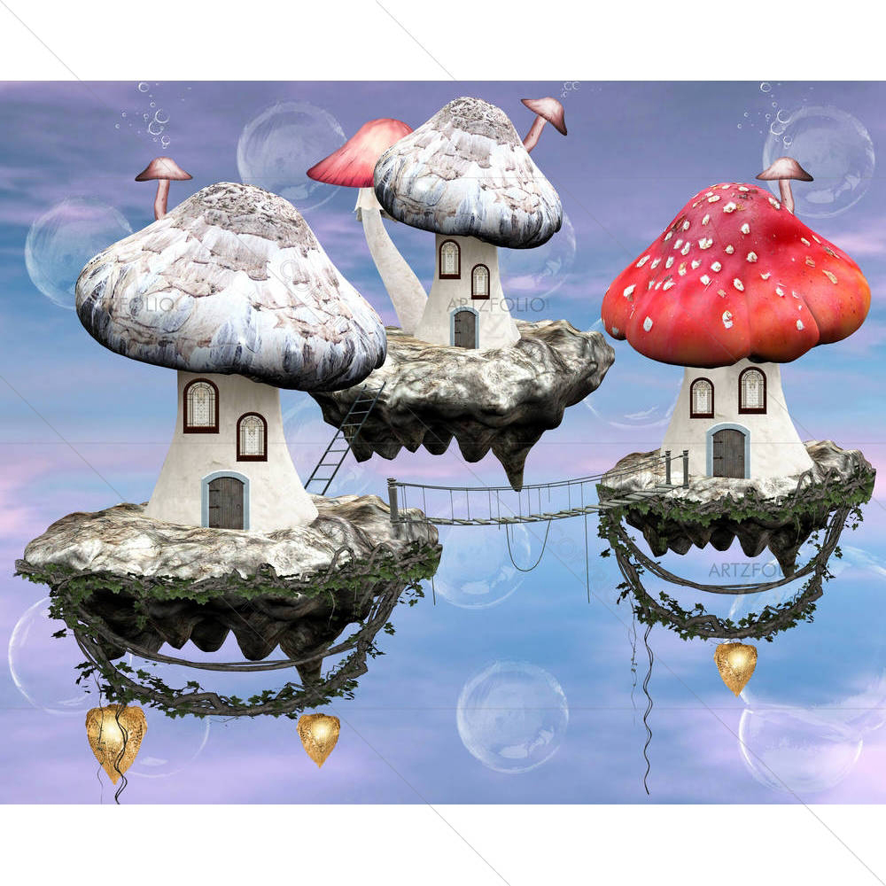 Mushrooms Magic Town — Fantasy custom art by ArtzFolio