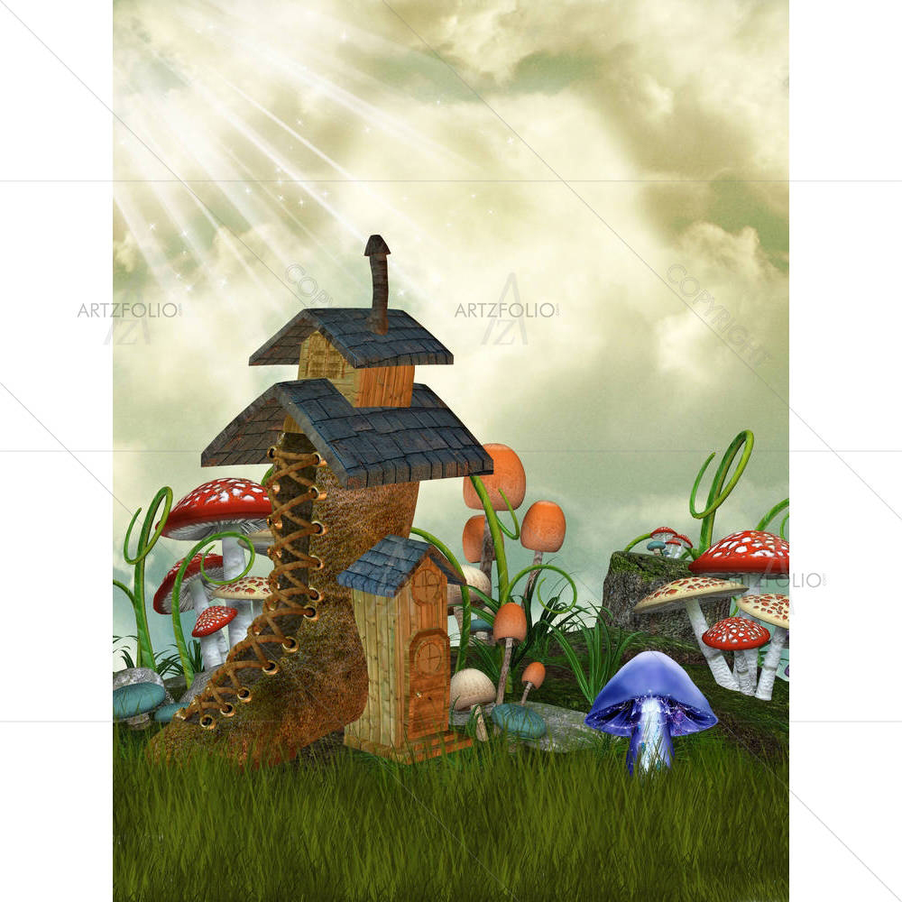 Fairy House With Mushrooms — Baby custom art by ArtzFolio