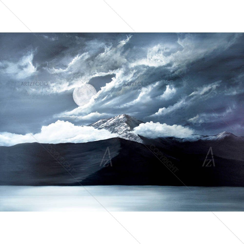Moon Over Lake Tahoe — Devotional custom art by ArtzFolio