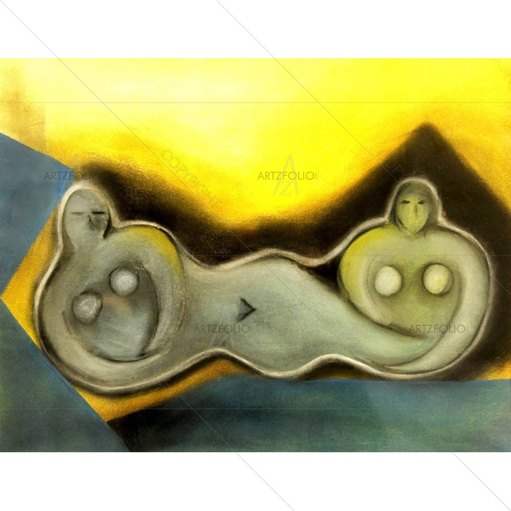 Pastel Artwork Of Two Woman — custom-size art design 5000598