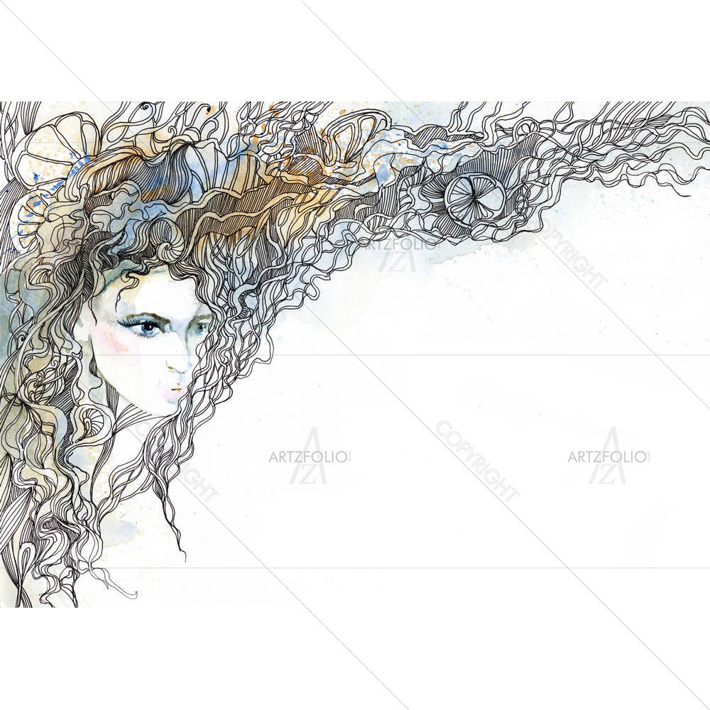 Woman With Ornate Hair D2 — Adult custom art by ArtzFolio