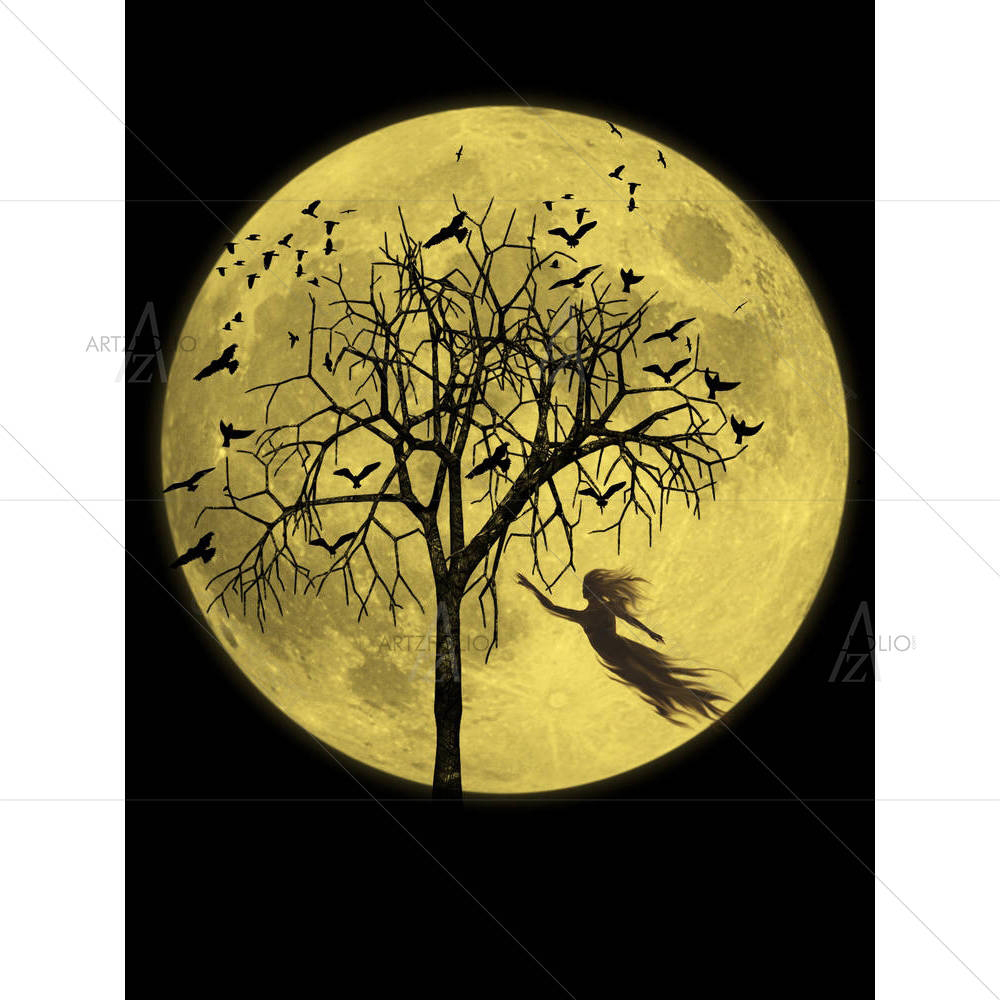 Moon & Ghost — custom-size art design 5000622