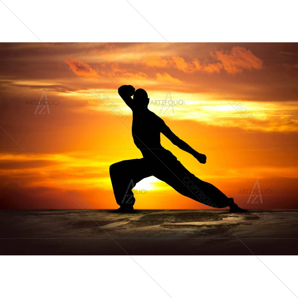 Martial Arts Fitness At Sunset — Devotional custom art by ArtzFolio