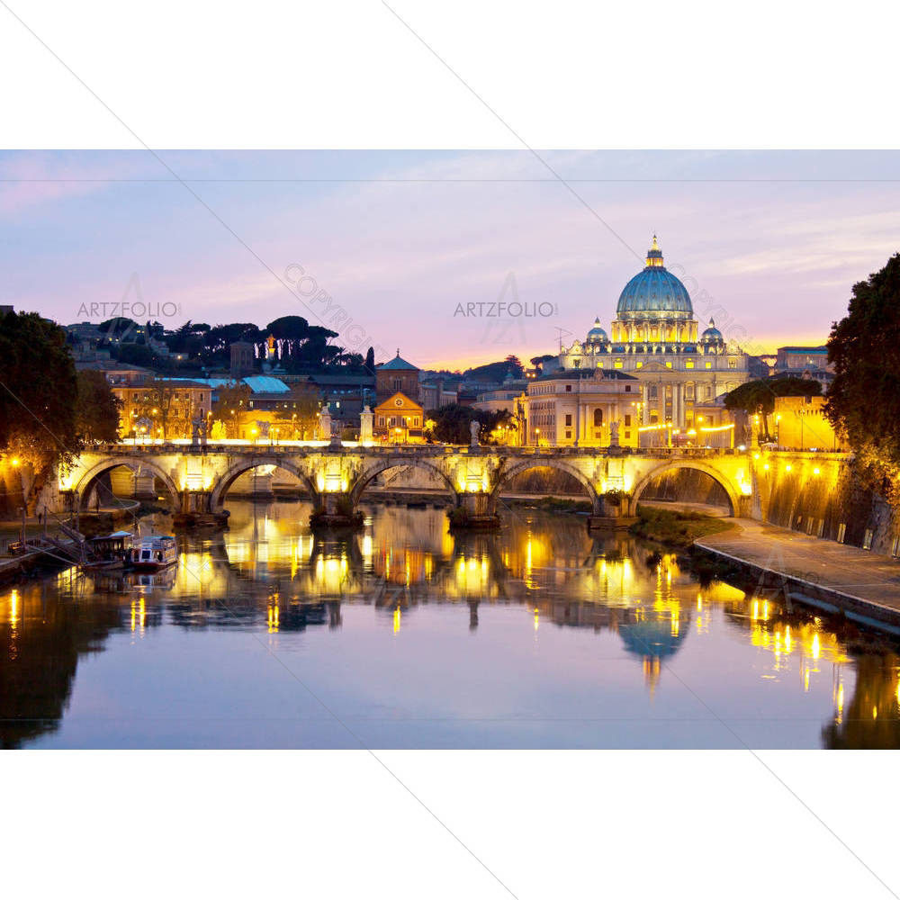 Saint Peter Basilica After Sunset, Rome Italy — Devotional custom art by ArtzFolio