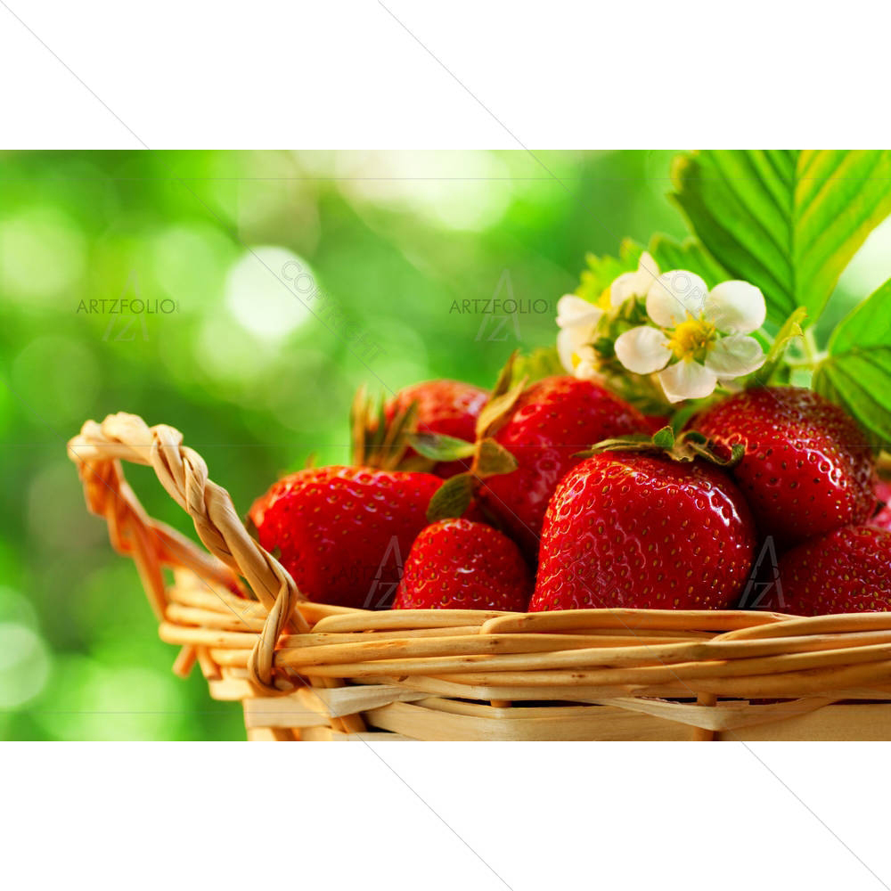 Strawberries In A Basket In The Garden — Botanical custom art by ArtzFolio