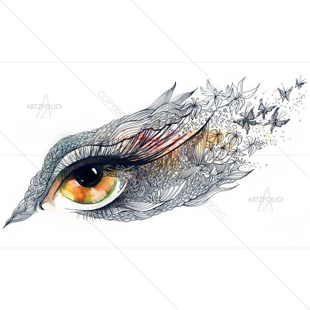 Decorated Human Eye — Botanical custom art by ArtzFolio